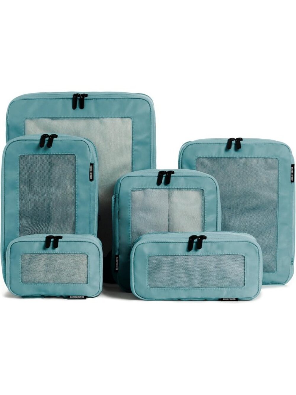Travel Compression Packing Cubes Set, 6-Pack, Teal - Organize Luggage